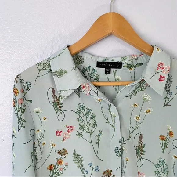 Sanctuary green Floral Blouse excellent condition - Picture 2 of 4
